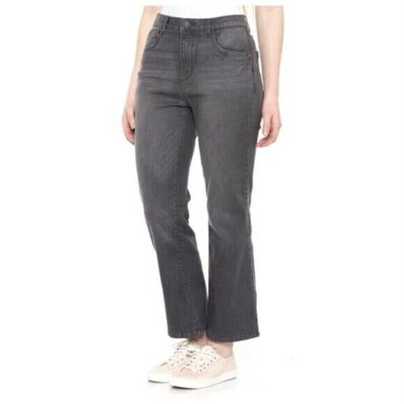 Democracy Women’s Cropped Barely Bootcut Jeans High Rise Size 2 Faded Black - Picture 1 of 16